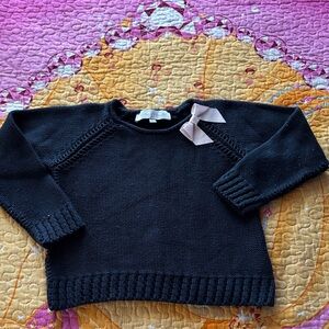 Tartine et Chocolat navy Sweater with Pink Bow